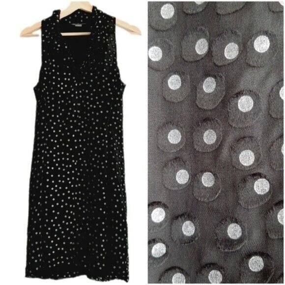 AX ARMANI EXCHANGE / Polka-Dot Sleeveless Dress Textural Dot & Rufle Design Sz S - Picture 1 of 9